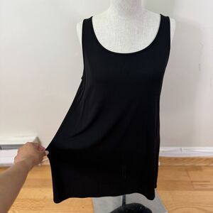 EILEEN FISHER Petite Georgette Crepe Tank Top Black M Tunic Scoop Neck Normcore
